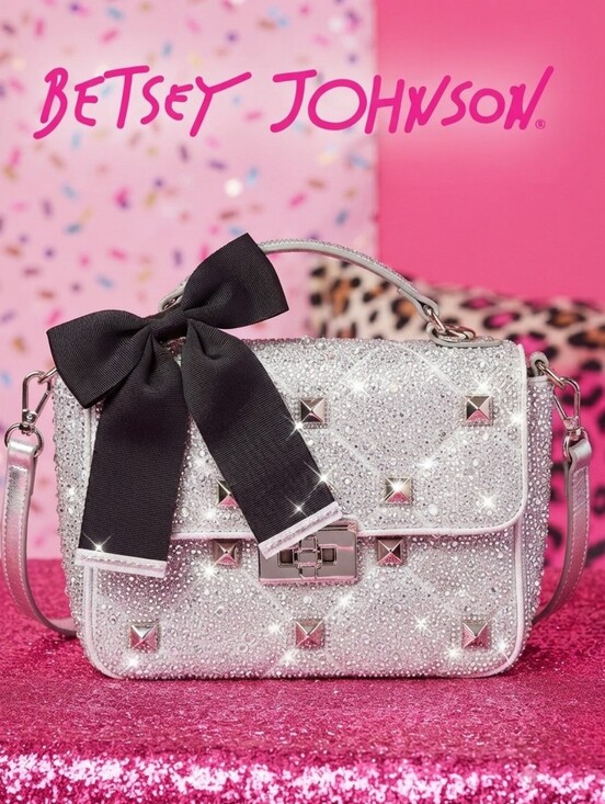 Betsey Johnson Handbags - LIKE-NEW Betsey Johnson Silver Crystal Studded Purse w/Bow, Sparkle, Rhinestones